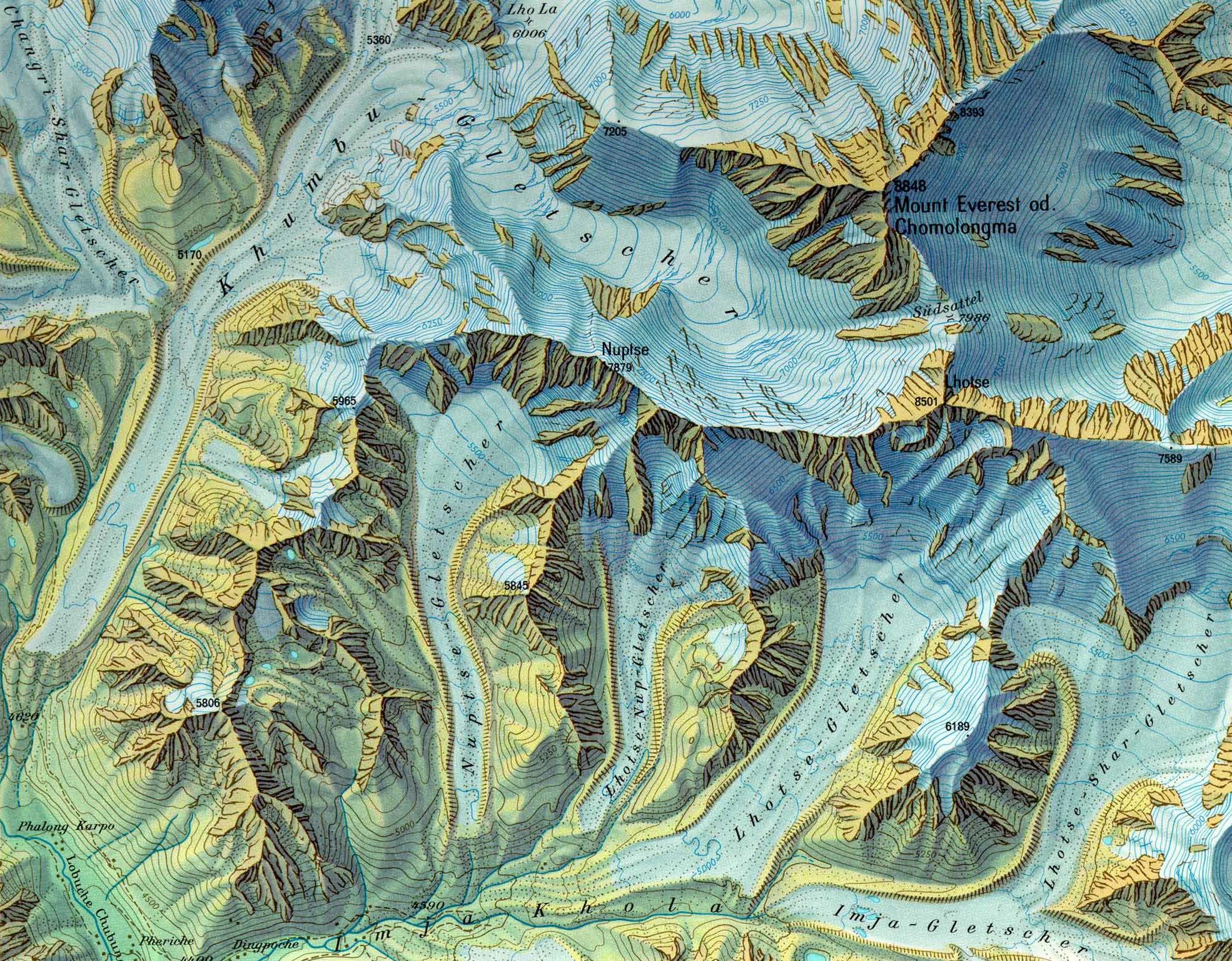 Topographic map of Mount Everest